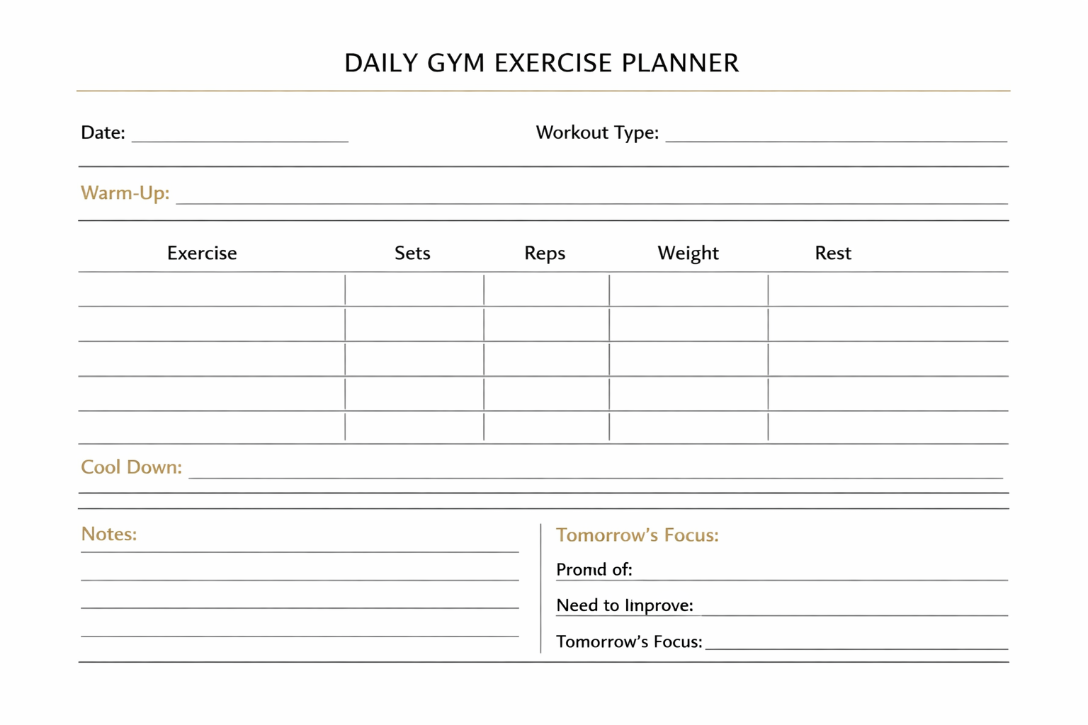 daily gym planner